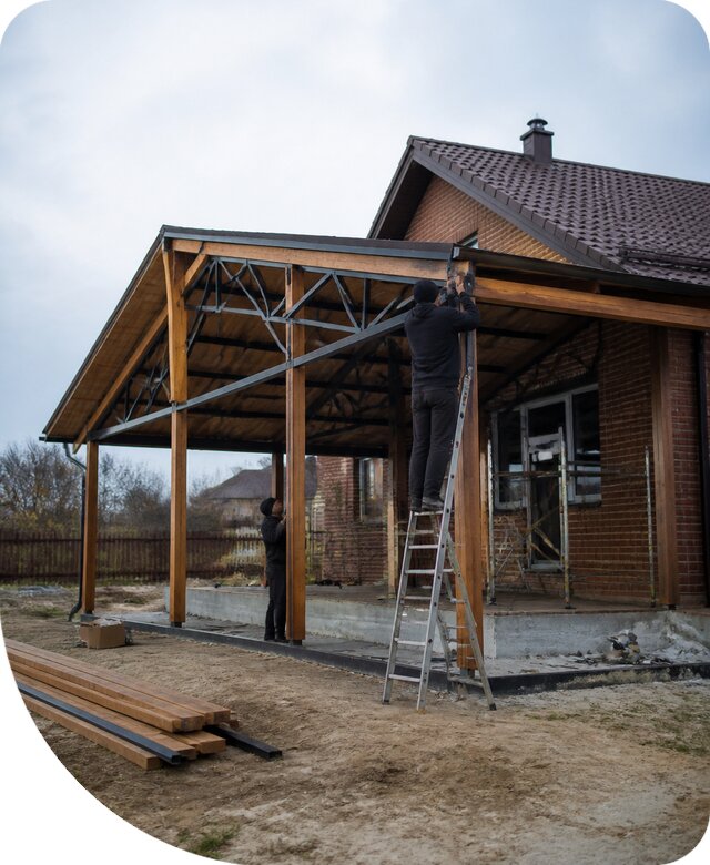 Пристройка навеса к дому и участку в Чапаевске под ключ