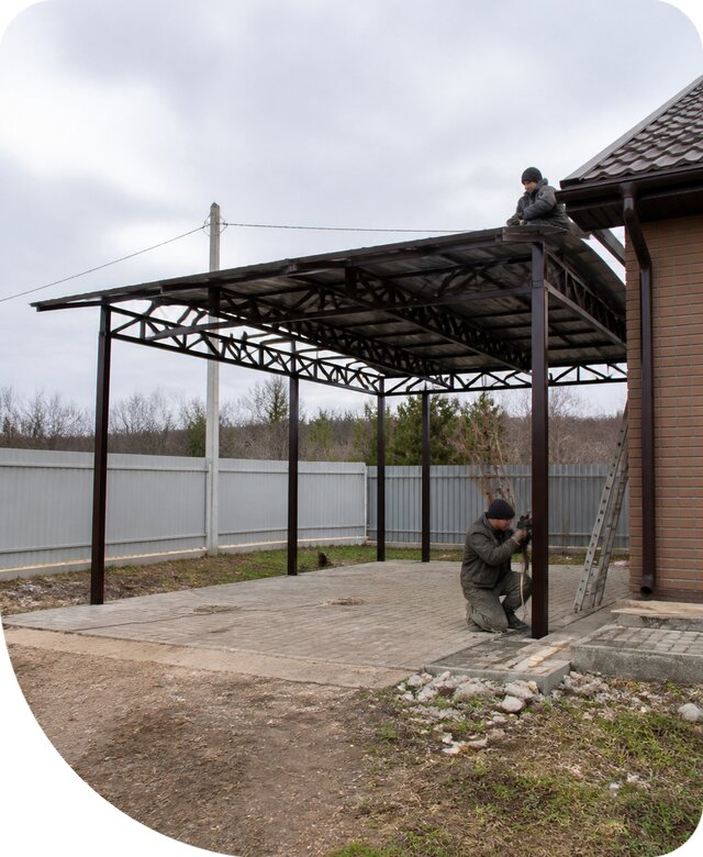 Навес на металлокаркасе в Чапаевске под ключ для дома и бизнеса